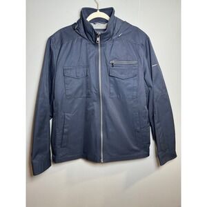 Calvin Klein Men's Navy Blue Hooded Utility Jacket Size Large‎ Cotton Blend